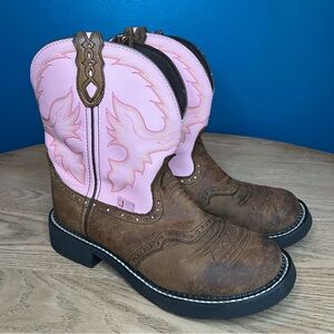 Justin Gypsy L9901 Gemma Pink Western Boots Women’s Size 9 Leather Cowgirl Rodeo